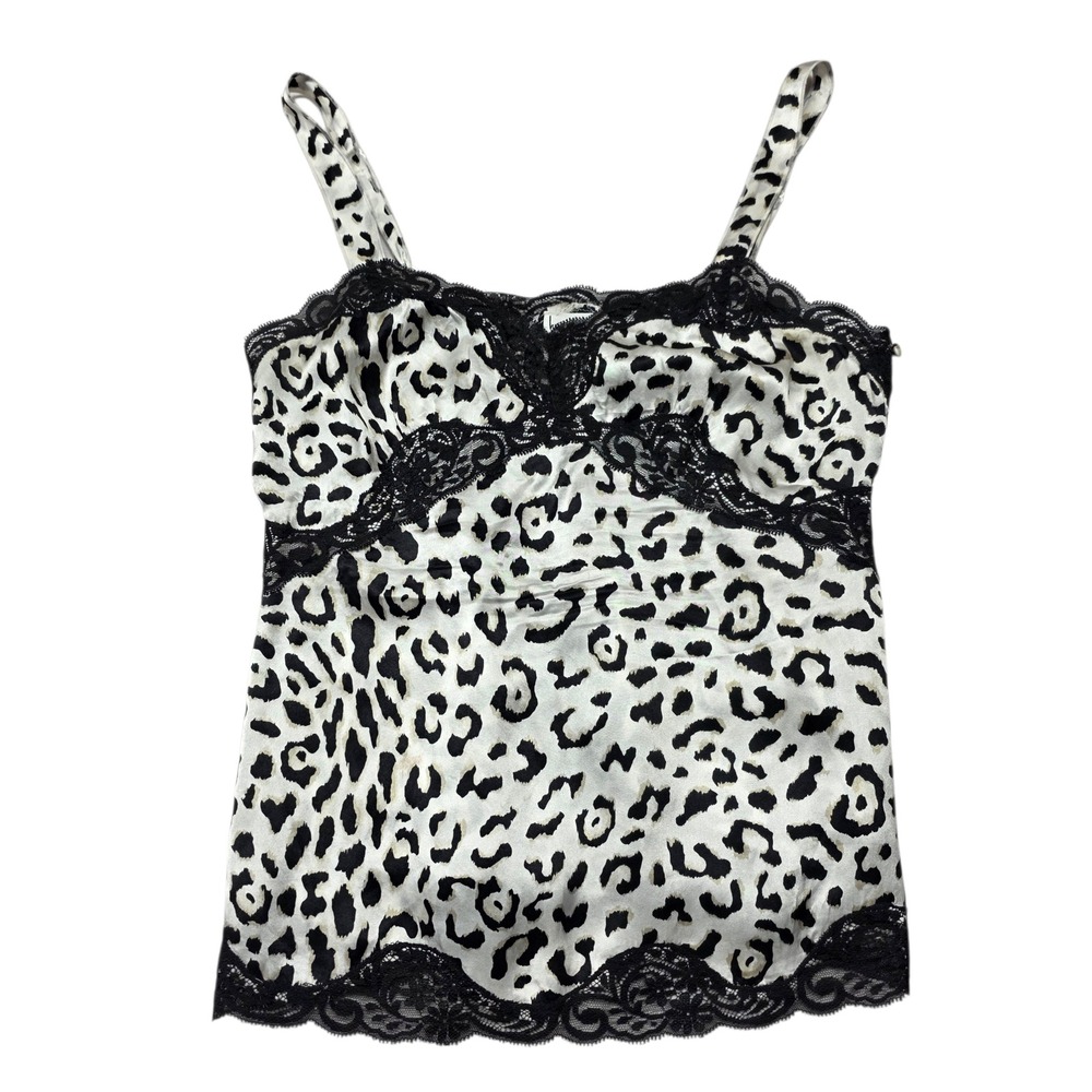 NEW Nicole Miller New York Leopard Lace Trim Cami Top Women's Medium NWT